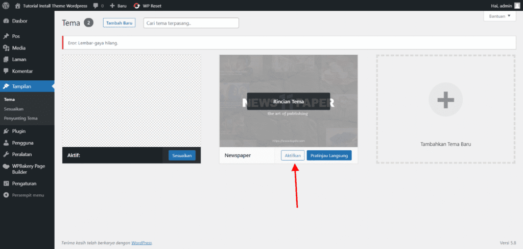 Tutorial Install Theme Newspaper - Kulimedia Digital Kreatif